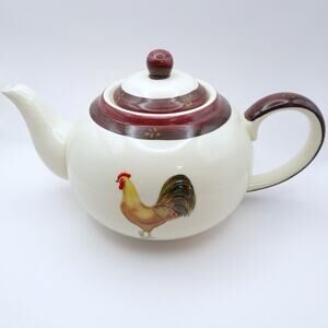 Creative Tops Old Farm House Rooster Chicken Ceramic Teapot Country Kitchen Lid